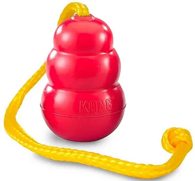 KONG Classic mit Seil Hundespielzeug Naturkautschuk, M