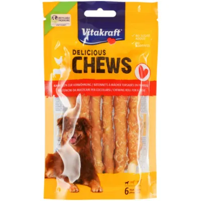 DELI CHEWS Kaurollen mit Huhn S – 120 g – Vitakraft - Kausnack für kleine Hunde
