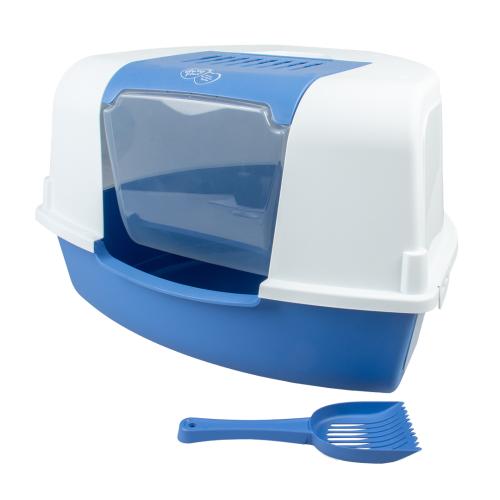 Katzentoilette Ariel Ecke & Filter & Schaufel 58 × 47 × 38 cm hellblau/weiss