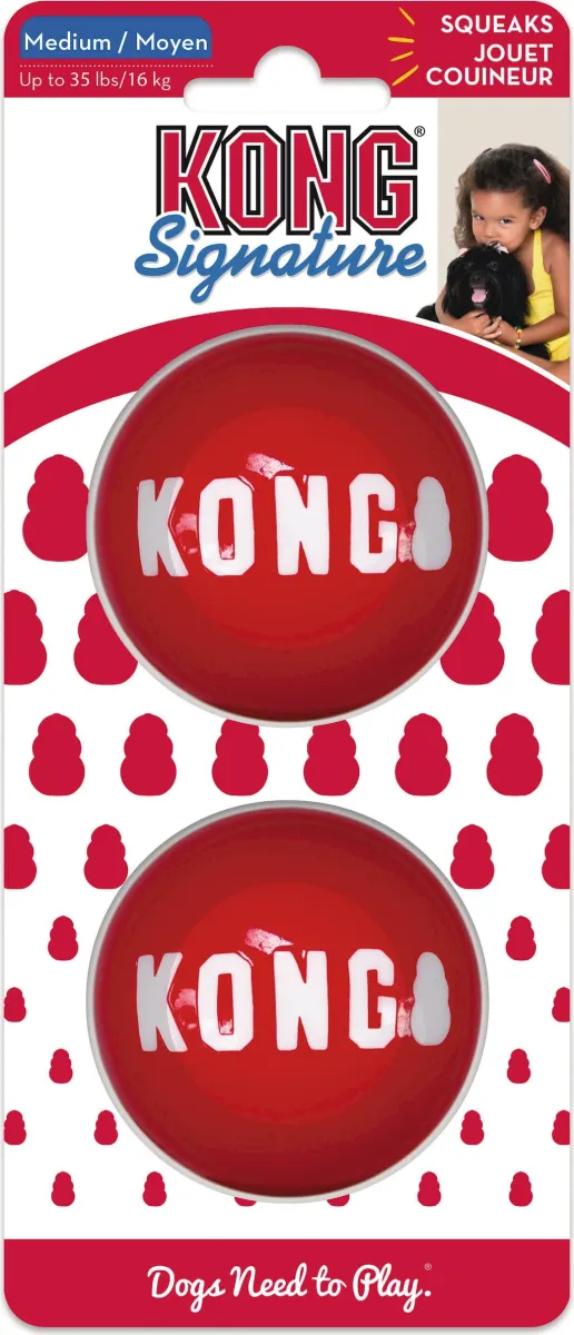 Kong Sign ature balls M, 2pcs, 6,4x6,4x6,4cm rot