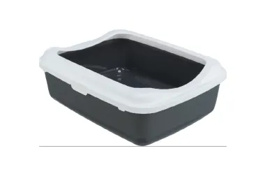 Katzentoilette Classic, mit Rand, dunkelgrau/weiss 37×15×47cm