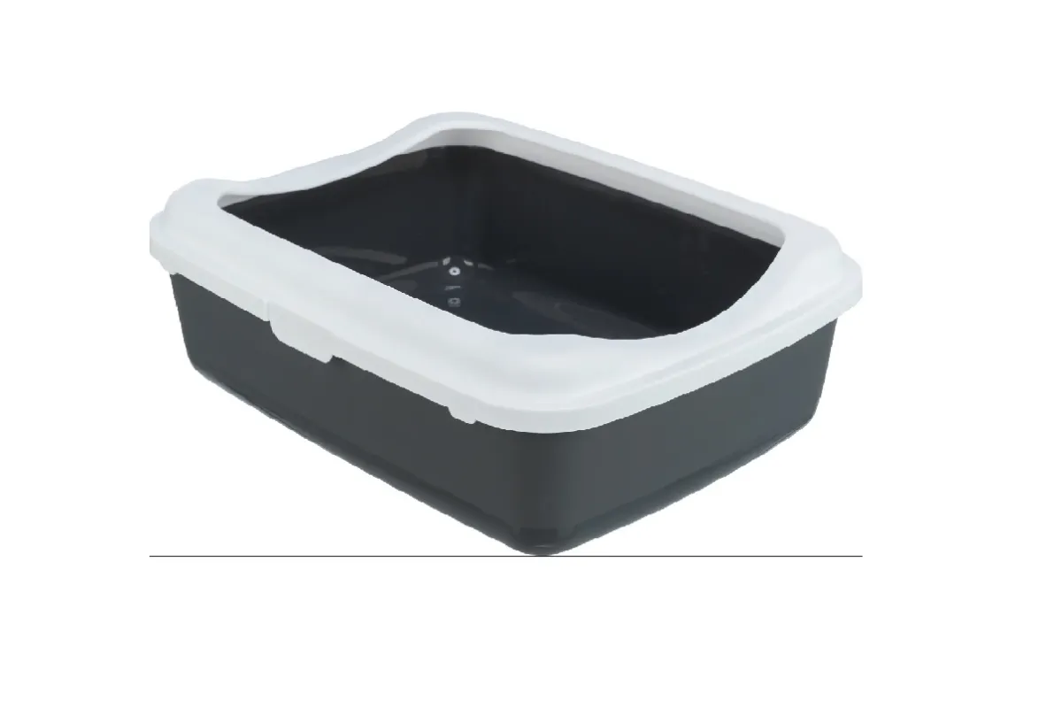 Katzentoilette Classic, mit Rand, dunkelgrau/weiss 37×15×47cm