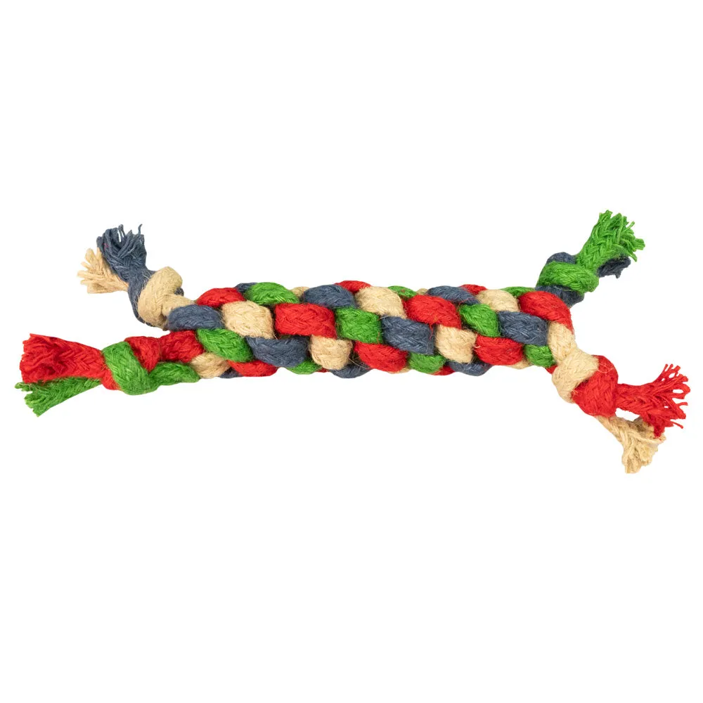 Hundespielzeug G-Rope Hanfseil Geflochten Rund, Rot–Grün – Grossenbacher