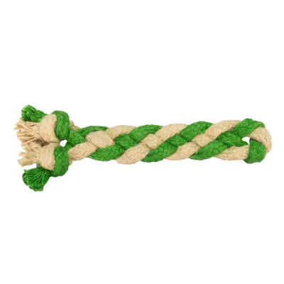 Hundespielzeug G-Rope Hanfseil Geflochten Flach, Beige–Grün – Grossenbacher