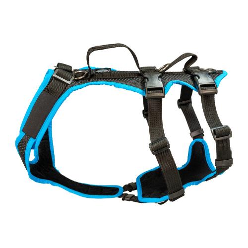 Hundegeschirr Vary Support XXS – 4Xs, Schwarz–Türkis – Grossenbacher