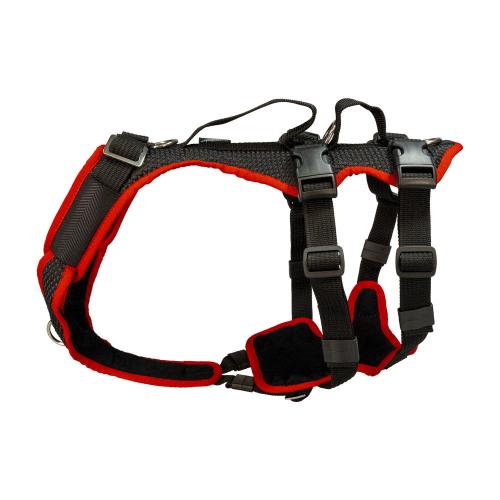 Hundegeschirr Vary Support XXS – 4Xs, Schwarz–Rot – Grossenbacher