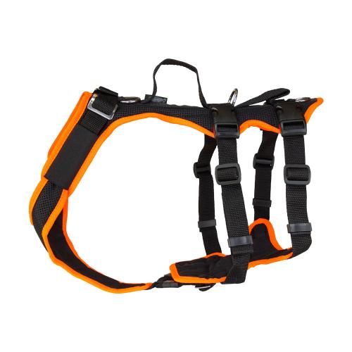 Hundegeschirr Vary Support XXS – 4Xs, Schwarz–Leuchtorange – Grossenbacher
