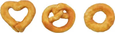 Hundekausnack Mini Mix aus Kollagen, Pretzel/Heart/Ring, Ø 6 cm, 20 g – Trixie