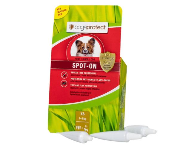 Zecken- und Flohschutz Spot-On Hund XS 1–4 kg, 3 × 0,7 ml – bogaprotect