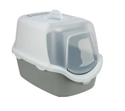 Trixie Katzentoilette Vico Open Top, m.Haube 40x40x56cm, hellgrau/weiss