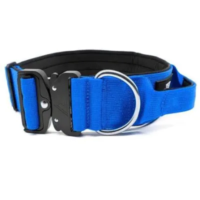 Taktisches Hundehalsband mit Griff Blau 4 cm S (35–45 cm) – Bullsland