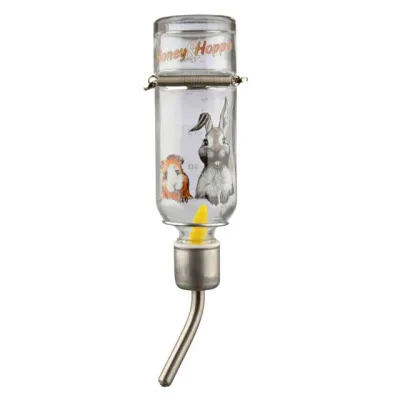 Glastränke Honey & Hopper 125 ml mit Spannfeder und Drahthalter – Trixie