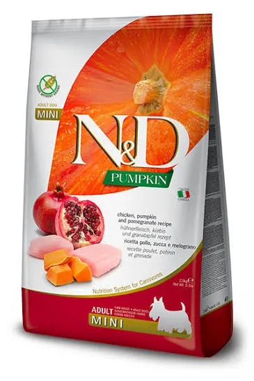 Hundefutter Adult Mini Huhn, Kürbis & Granatapfel 2,5 kg – Farmina N&D Pumpkin