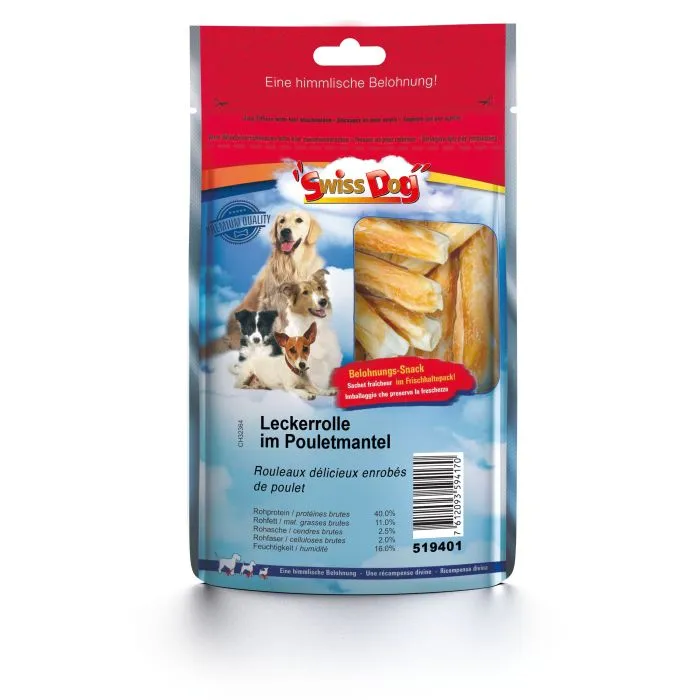 SwissDog Leckerrolle i.Pouletmantel 300g, 15er Packung