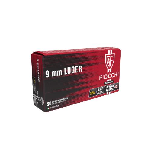 9mm LUGER FMJ, 8g, 124grs, 50 pièces