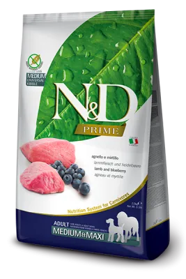 Farmina N&D Prime Dog Lamb & Blueberry Adult Medium Maxi 12kg