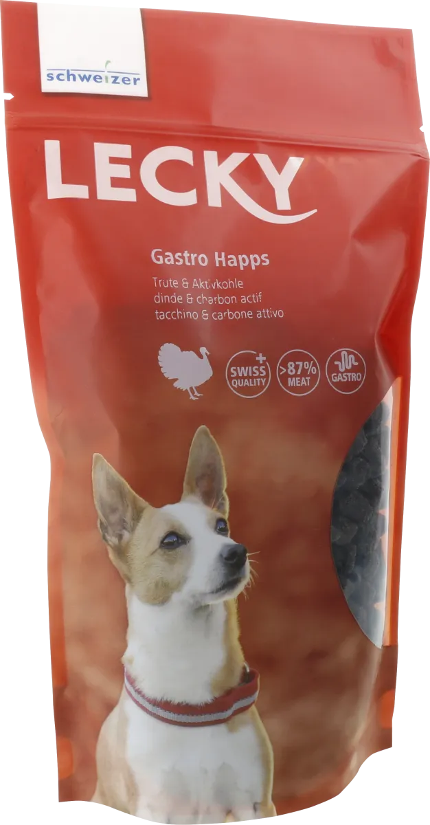 Lecky Gastro Happs Trute & Aktivkohle Hundesnack 350 g