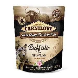 Adult Pouch Paté - Büffel mit Rosenblättern, Carnilove Dog, Getreidefrei, Kartoffelfrei, Erwachsen, Medium, Alleinfutter, 300g