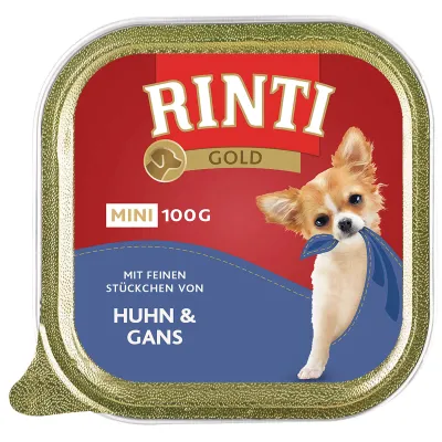 Rinti Gold Mini Huhn & Gans Nassfutter für Hunde 100g