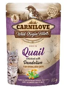 Adult Pouch Ragout - Wachtel angereichert mit Löwenzahn für Sterilisierte Katzene Katzen, Carnilove Cat, Getreidefrei, Kartoffelfrei, Erwachsen, Small, Alleinfutter, 85g