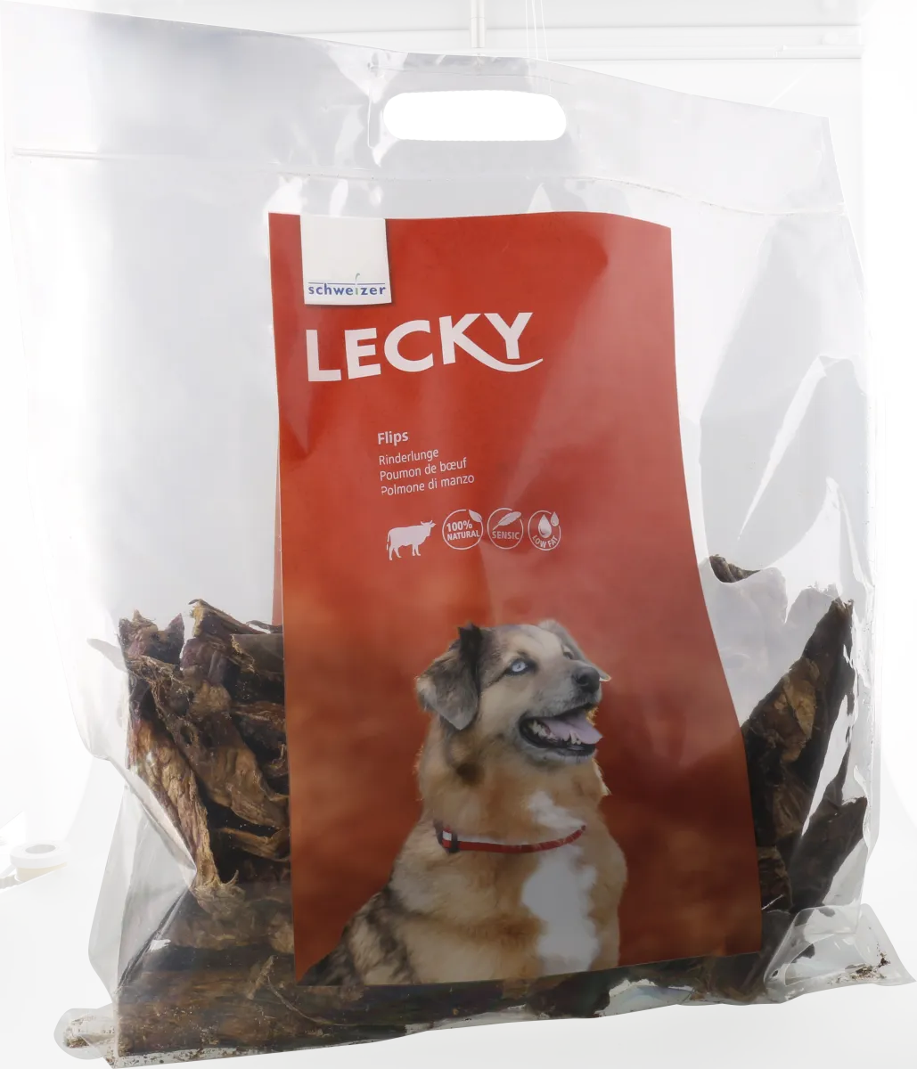 Lecky Flips Rinderlunge 800 g – Natürlicher Kausnack für Hunde