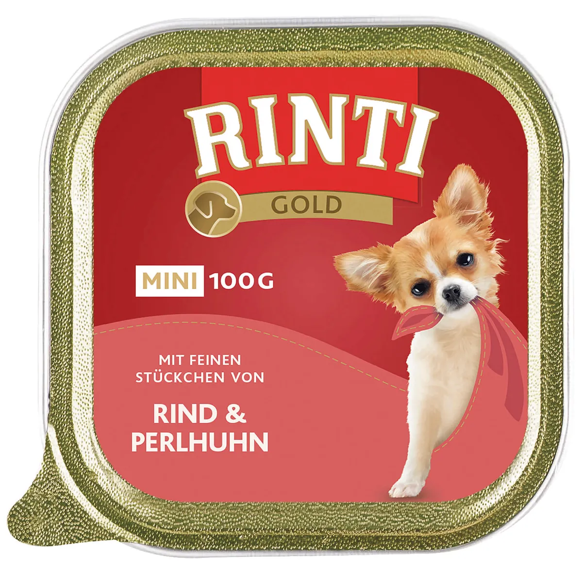 Rinti Gold Mini Rind & Perlhuhn Nassfutter für Hunde 100g