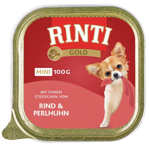 Rinti Gold Mini Rind & Perlhuhn Nassfutter für Hunde 100g