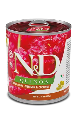 N&D Quinoa canine, Skin&Coat Venison wet food, 285 gr