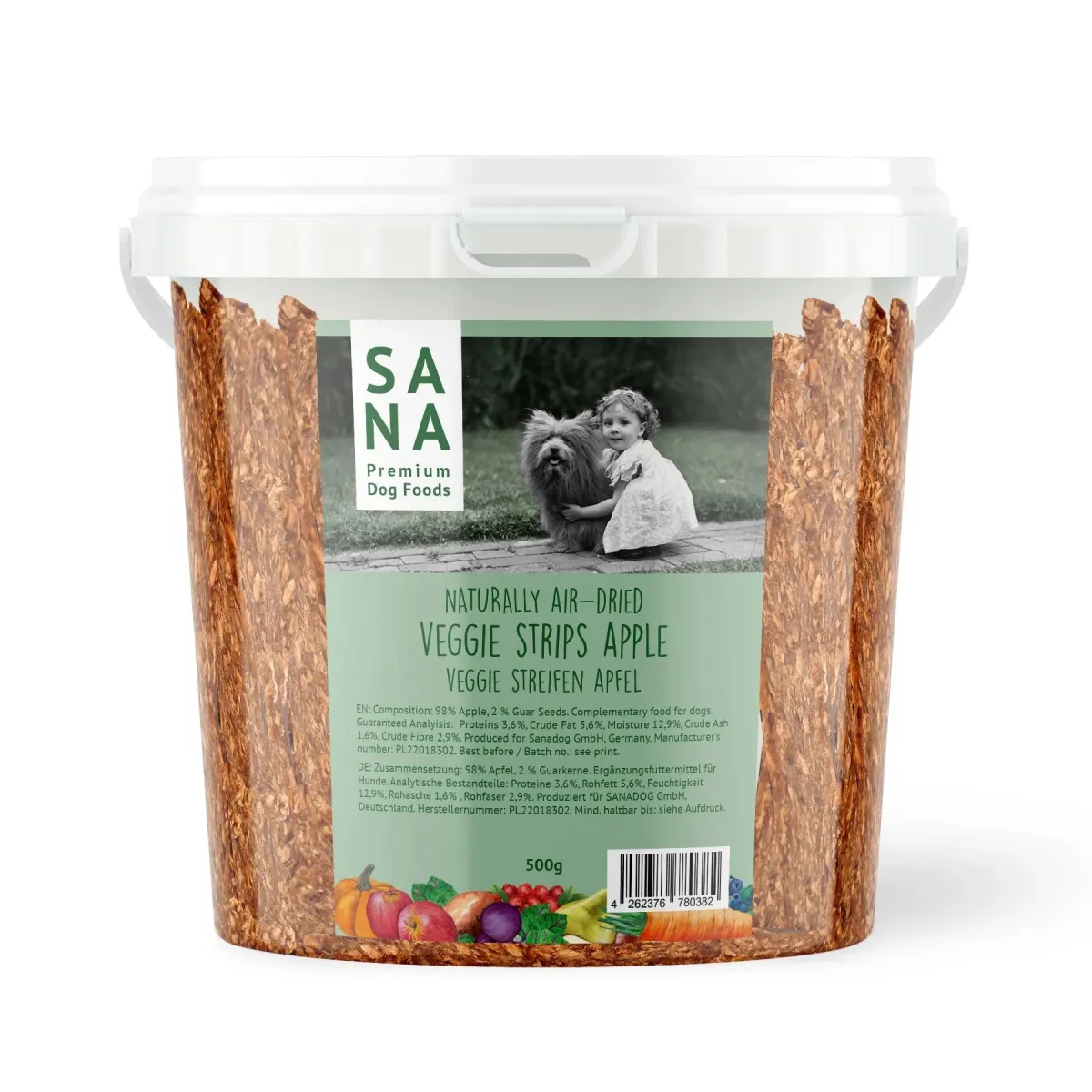 SANA Dog Veggie Streifen im 500g Eimer