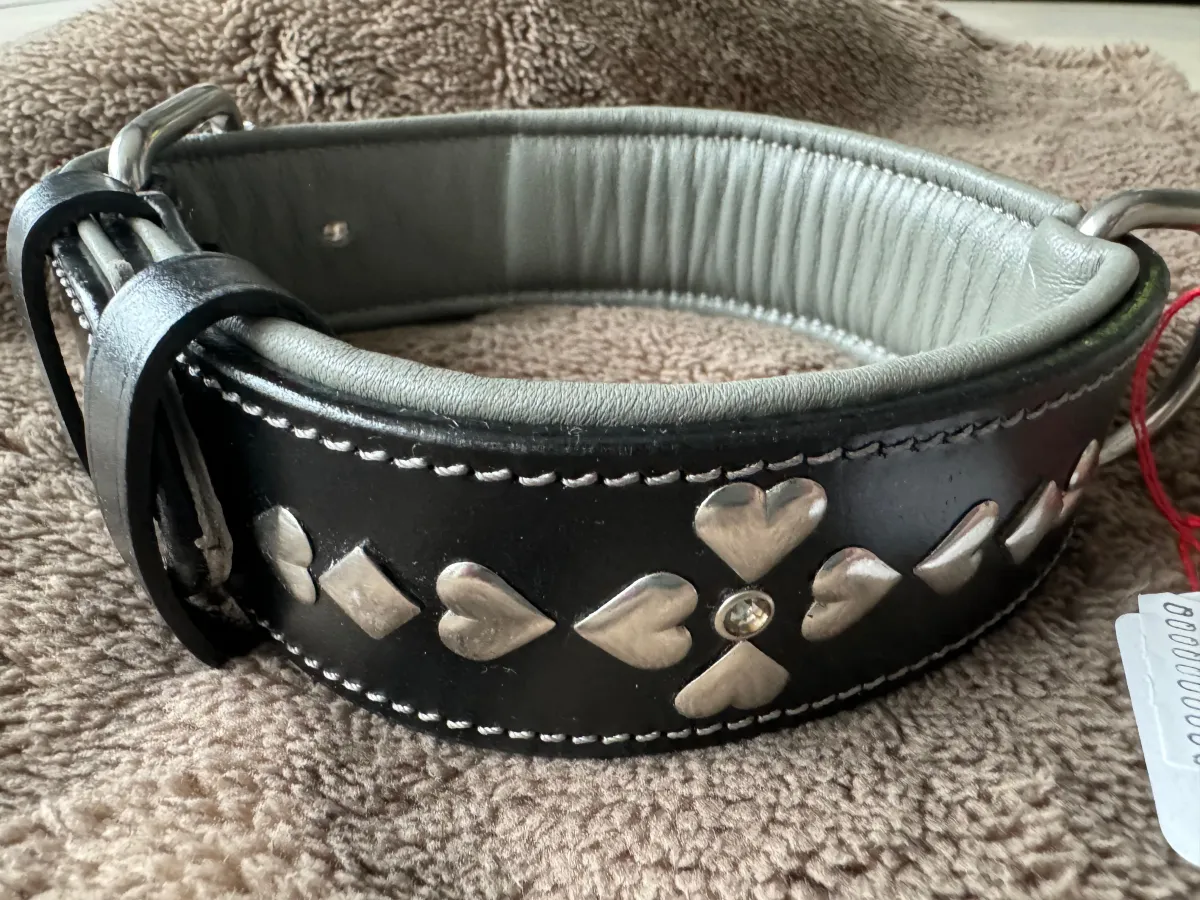 Swiss Design Lederhalsband Black Heart 55cm