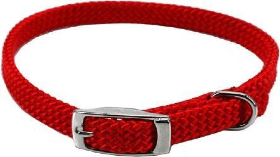 Halsband, 35 cm 10 mm, Nylon, ohne Verzierung,vernickelt, rot