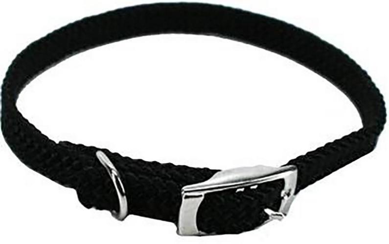 Halsband, 35 cm 10 mm, Nylon, ohne Verzierung,vernickelt, schwarz