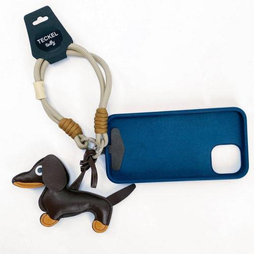 Telefon-/Handtaschenanhänger Dackel 12,5x22,5cm, braun