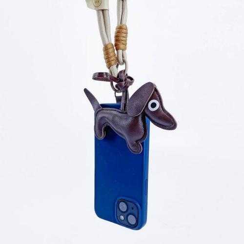 Telefon-/Handtaschenanhänger Dackel 12,5x22,5cm, braun
