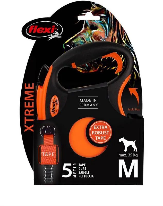 flexi Xtreme Tape Gurt Rollleine Orange S 5 m für Hunde