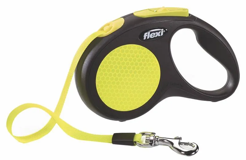 Flexi New Neon Gurt Rollleine für Hunde in gelb (5 m)