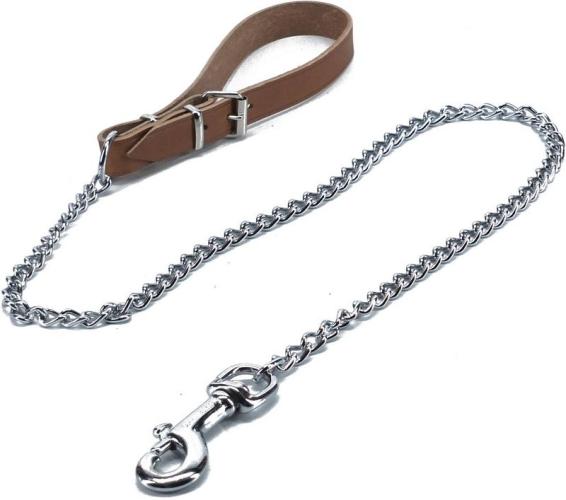 Kettenleine mit Ledergriff, 100 cm 2.5 mm, natur