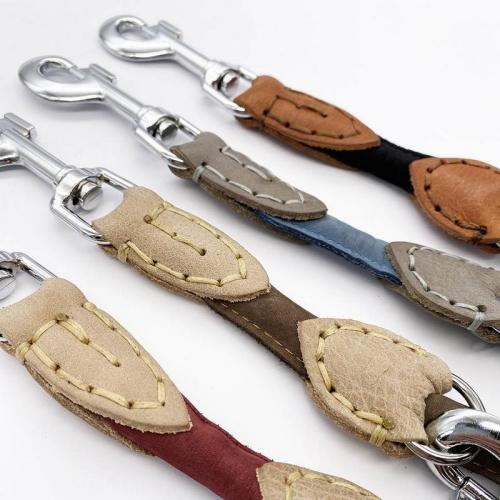 Fürhleine rund Genäht Nubuck/Wax, blau, ø10mm x 200cm