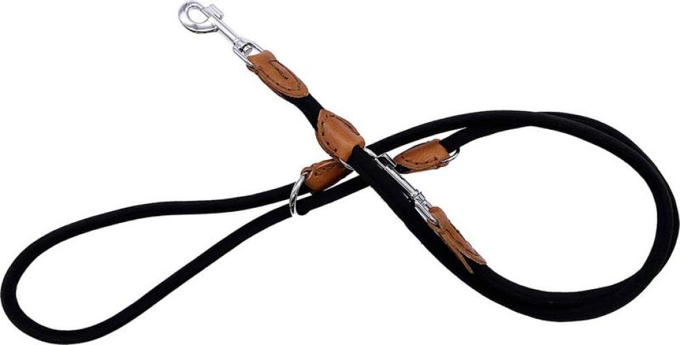 Fürhleine rund Genäht Nubuck/Wax, schwarz, ø10mm x 200cm