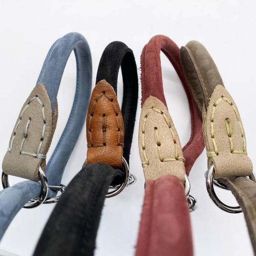 Fürhleine rund Genäht Nubuck/Wax, schwarz, ø10mm x 200cm
