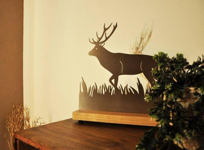 Hirsch-Lampe aus Metall, 37x15xH36 cm