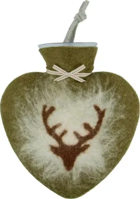 Wärmeflasche Hirschkopf, 0.7 l, olive