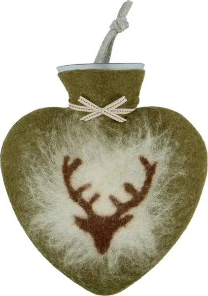 Wärmeflasche Hirschkopf, 0.7 l, olive
