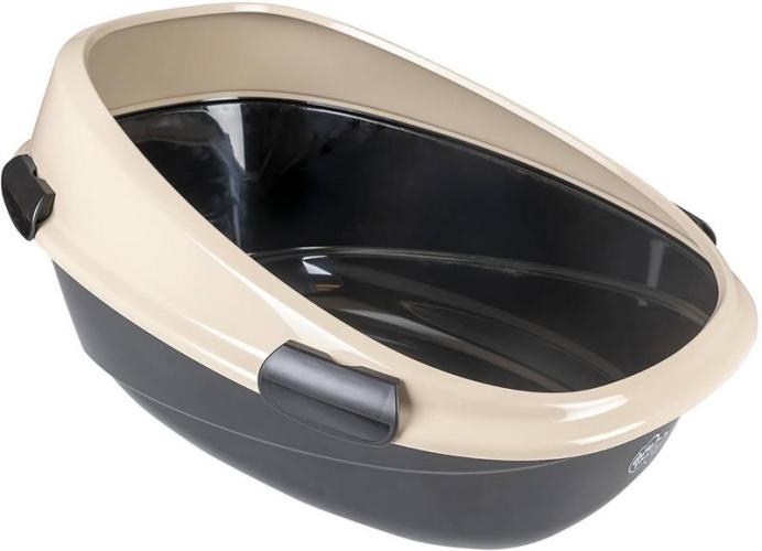Katzentoilette Penny mit Rand, 66x49x34cm, schwarz-beige