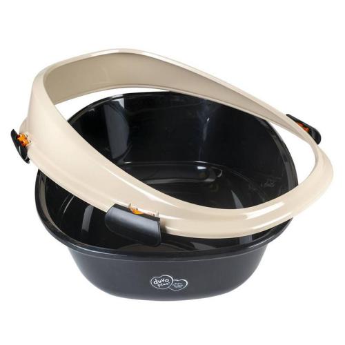 Katzentoilette Penny mit Rand, 66x49x34cm, schwarz-beige