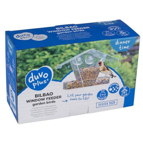 Fenster-Futterhaus BILBAO für Vögel, transparent, 24 x 9 x 15 cm