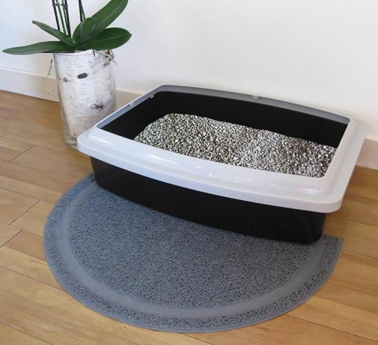 Vorlegematte halbrund für Katzentoiletten, 60 x 36 cm, grau