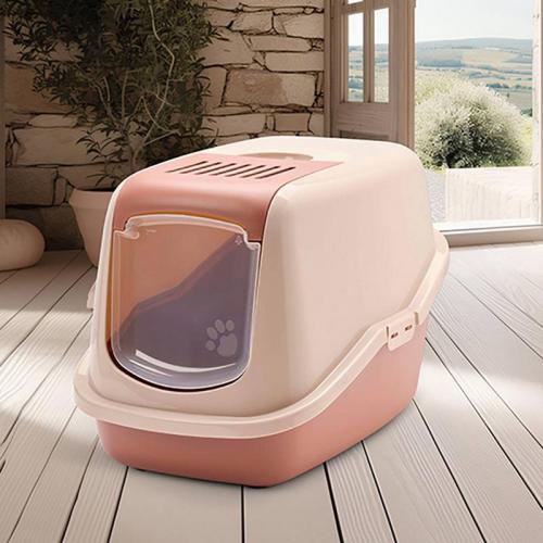 Katzentoilette Nesto, 56 x 39 cm H 38.5cm, Earth Collection, rosa-weiss