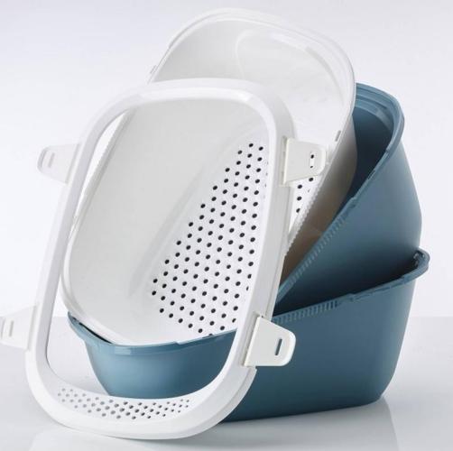 Katzentoilette Simba Sift XL, 64 x 46 xH 31 cm, blau-weiss