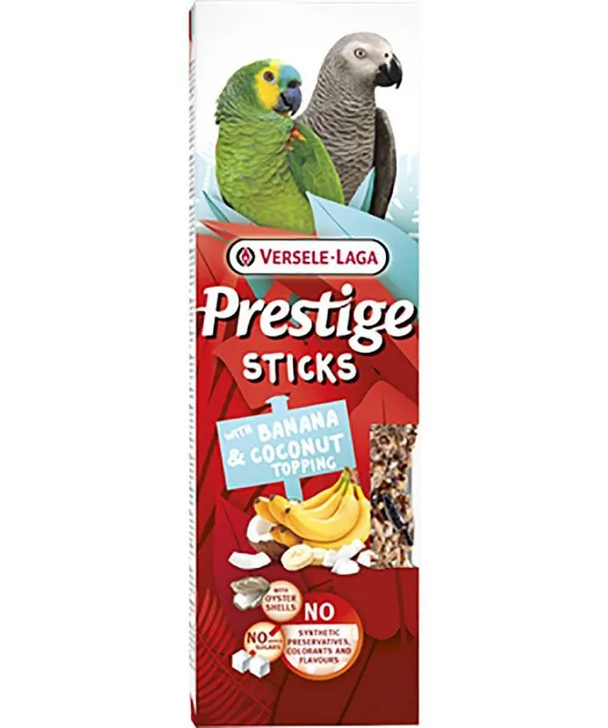 Prestige Sticks Papageien Banane & Kokos 140 g – 2 Knabberstangen